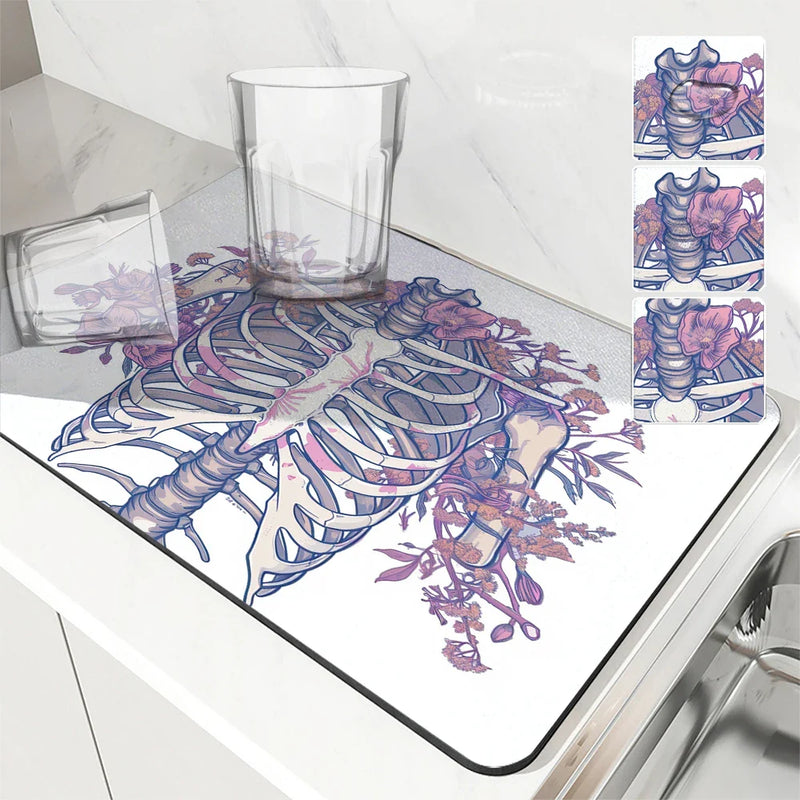 Axyaa Halloween Diatom Mud Kitchen Drain Pads Set for Tableware & Coffee Machine