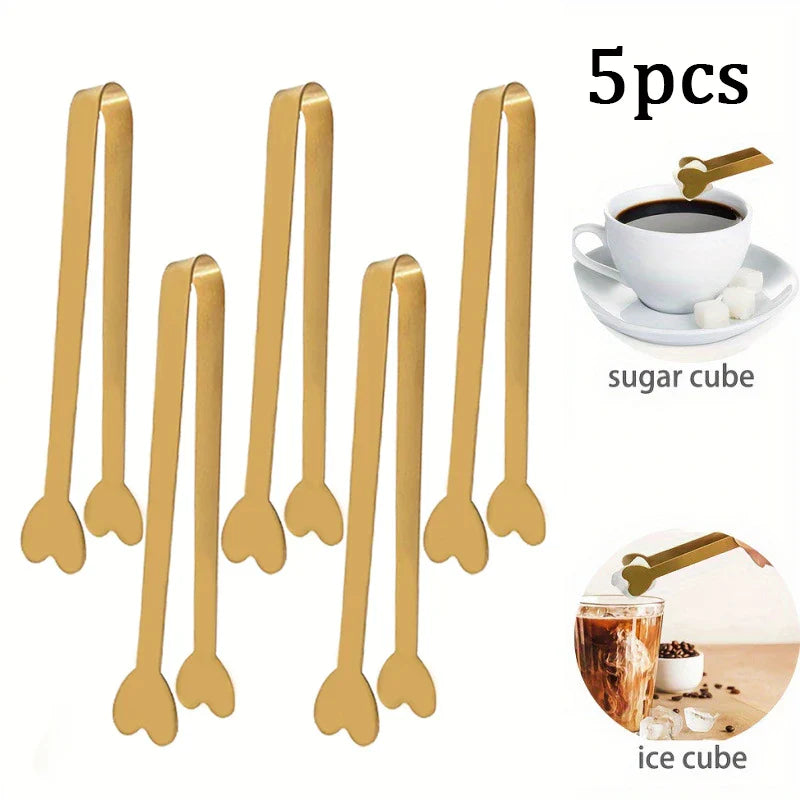Axyaa Stainless Steel Heart Ice Clip - Coffee Shop & Home Snack Cube Clip