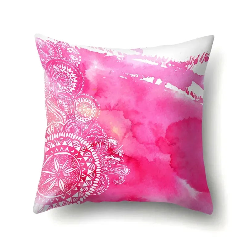 Abstract Geometric Bohemian Pillowcase in Colorful Exotic Style by Axyaa
