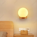 Axyaa Wood Wall Lamp with LED Glass Lampshade for Bedroom and Staircase Lighting