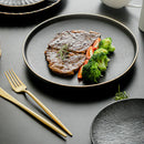 Axyaa Black Frosted Ceramic Steak Plates Set - Western Specialty Tableware