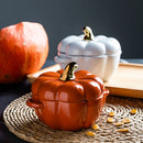 Axya Ceramic Pumpkin Bowl with Lid for Halloween Party Festivities