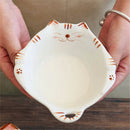 Axyaa Ceramic Kitten Salad Bowl, 330ml - Cute Hand Drawn Fruit Design