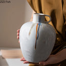 Axyaa Striped Ceramic Vase: Creative Fluid Florals Room Decor