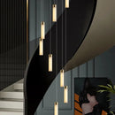 Axyaa Villa Pendant Light: Modern Loft Duplex Design, Rotating Staircase, Marble Copper Texture