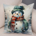 Axyaa Winter Snowman Print Pillowcase Set for Christmas Day Party Décor & Home Gift