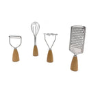 Axyaa Stainless Steel Egg Beater with Wooden Handle for Kitchen Baking