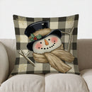 Axyaa Snowman Checkered & Snowflake Pillow Cover for Sofa, Bedroom, Car