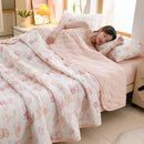 Axyaa Floral Summer Blanket & Pillowcase Set - Soft Knitted Duvet, Breathable & Skin-Friendly