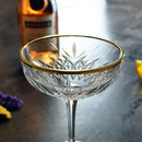 Axyaa Engraved Gold Rim Coupe Martini Glass Cup Cocktail Goblet