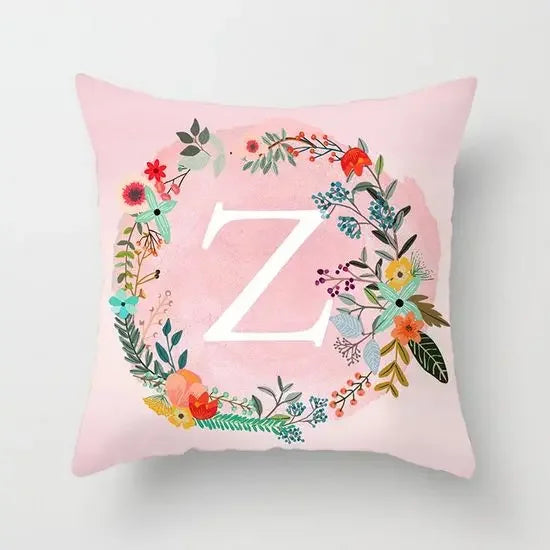Axyaa Wreath Alphabet Pillow Cover - 45x45cm