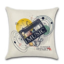 Axyaa Summer Beach Palm Tree Turtle Print Linen Throw Pillow Case