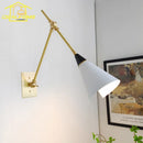 Axyaa Luxury Black/Gold Swing Arm LED Wall Lamp for Kitchen Island and Sofas