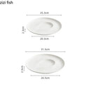 Axyaa White Comma Ceramic Dessert Plate for Molecular Cooking Display
