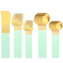 Axyaa 30-Piece Gold Stainless Steel Cutlery Set - Matte Flatware Silverware Kit
