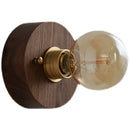 Axyaa Vintage LED Wall Lamp Pull Chain Switch Plug, Walnut Ash Wood Copper