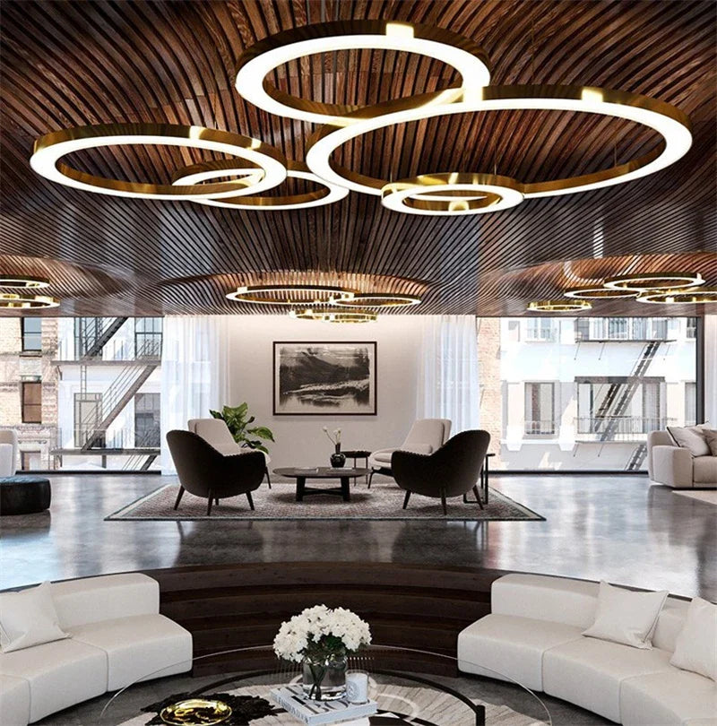 Axyaa Gold Ring LED Pendant Light for Dining & Living Room