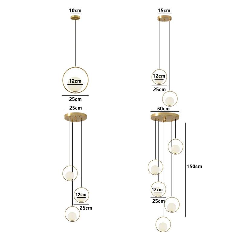 Axya Nordic Glass ball LED Pendant Lights for stylish spiral decor.