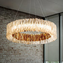 Axyaa Golden Lustre Acrylic Pendant LED Chandelier for Modern Living Room Decor