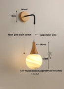 Axyaa Walnut Wood LED Wall Lamp with Pull Chain Switch