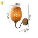 Axyaa Bamboo Wall Lamp: Chinese Style Rattan Night Light for Home Decor