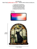 Axyaa Black Cat Hanging Decor, Arch Window with Butterfly/Stars Design
