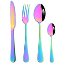 Axyaa Rainbow Mirror Cutlery Set - 4Pcs Stainless Steel Dinnerware Flatware