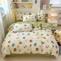 Axyaa Minimalist Cartoon Design Duvet Cover Set in 100% Cotton, 4-Piece Bedding Collection