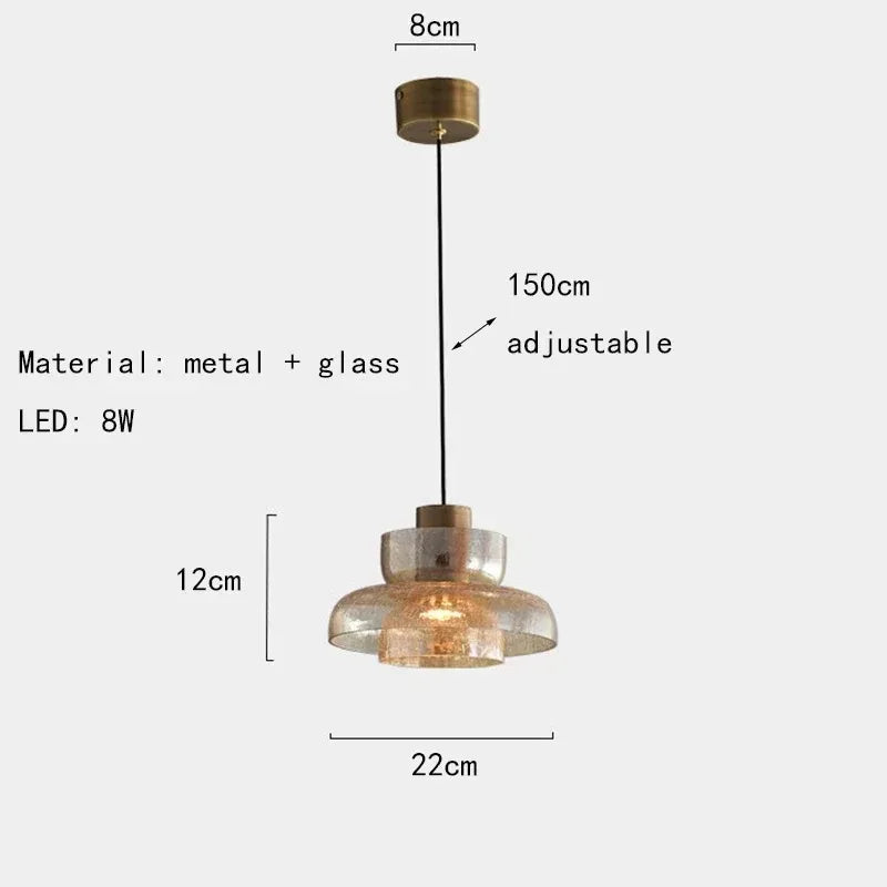 Axyaa Retro Glass Pendant Chandelier: Modern LED Lighting for Home, Cafe, Bar