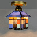 Axyaa European Floral Rose Mosaic Ceiling Light - Antique 8" Flush Mount for Dining Room/Library