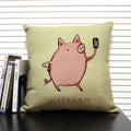 Axyaa Cartoon Animal Print 45x45cm Linen Cushion Cover - Sofa, Car, Chair Pillow Case