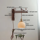 Axyaa Walnut Wood LED Wall Lamp with Switch, Ceramic Japan Style, Interior Living Room Light