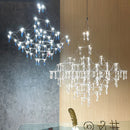 Axyaa Modern Gold Crystal Chandelier for Living Room & Kitchen Island - LED Firework Hanging Light