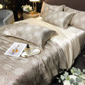 Axyaa Floral Silk Bedding Set Duvet Cover Sheet Pillowcase Luxury Soft Bedsheet