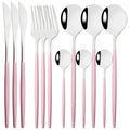 Axyaa 12-Piece Black Gold Stainless Steel Cutlery Set for Parties and Kitchens