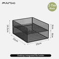 Axyaa Desk Organizer with 3 Tier Letter Trays, 2 Pen Holders, and File Holder