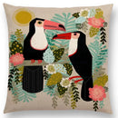 Axyaa Bird-Floral Teacup & Lepidoptera Cushion Cover for Decor & Sofa