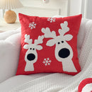 Embroidery Christmas Throw Pillowcase Elk Red Decoration Square Pillowcases by Axyaa