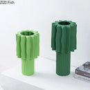 Axyaa Green Ceramic Vase: Irregular Wrinkle Design for Floral Arrangements