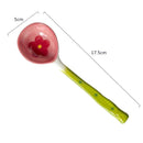 Axyaa Ceramic Flower Soup Spoon: Kawaii Hand-Painted Long Handle Dessert Spoon