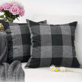 Axyaa Buffalo Plaid Check Throw Pillow Covers in Blue White Orange Ivory.