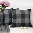 Axyaa Buffalo Plaid Check Throw Pillow Covers in Blue White Orange Ivory.