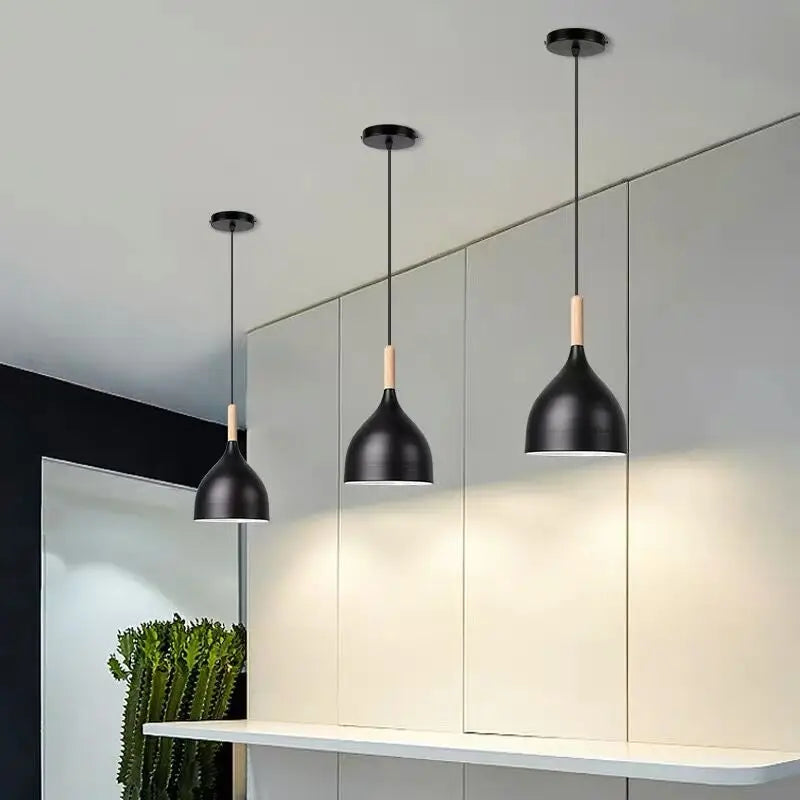 Axyaa Wooden Pendant Light: Modern Industrial Nordic Kitchen Dining Room Living Room Decor