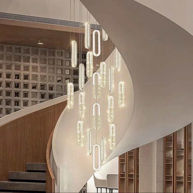 Axyaa Gold Crystal LED Chandelier: Modern Luxury Pendant Light