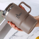 Axyaa Stainless Steel Double-Wall Insulated Coffee Mug with Spoon & Tea Strainer