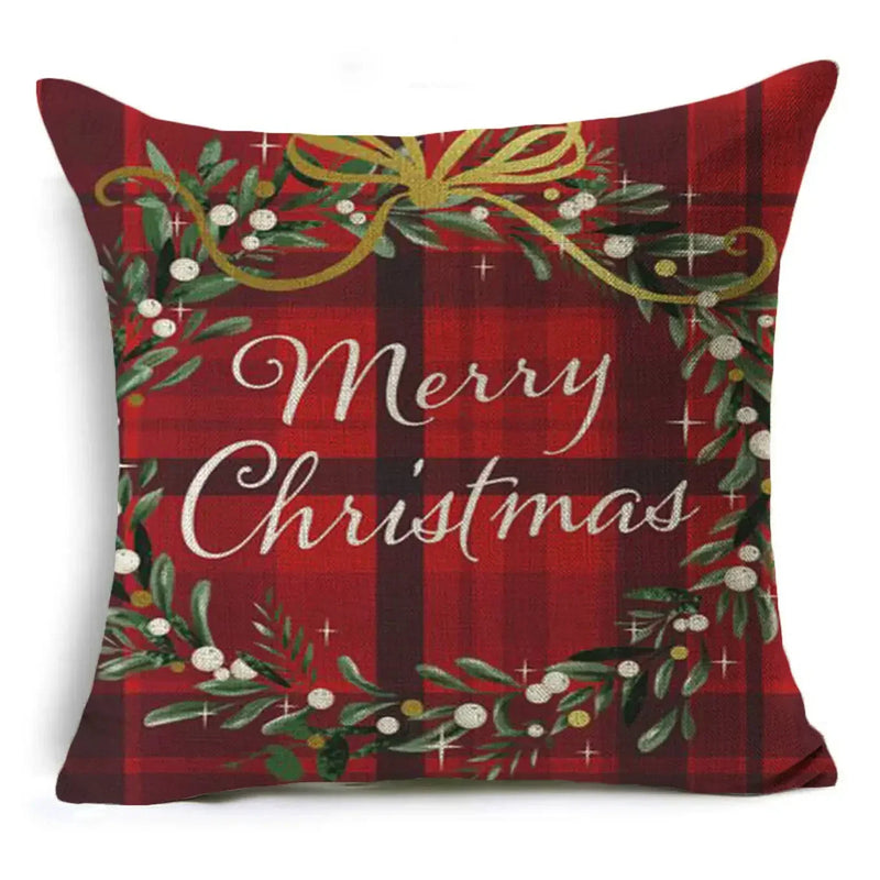 Axyaa Cartoon Christmas Linen Pillowcase Decoration 45cm*45cm, Perfect Gift for Home