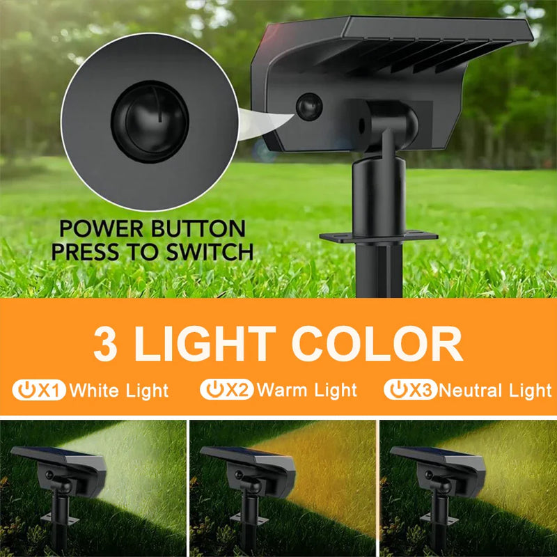 Axyaa Solar Landscape Light: 50LED Waterproof Spotlight with 3 Color Modes