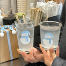 Axyaa Christmas Glass Cups 350ml Cute Festive Mug Bubble Tea Cocktail Cup