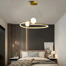 Axyaa Gold Finish Ring Pendant Chandelier for Living Room & Bedroom