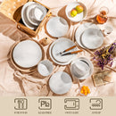 Axyaa Stoneware Dinner Set White Embossment 32 Pieces